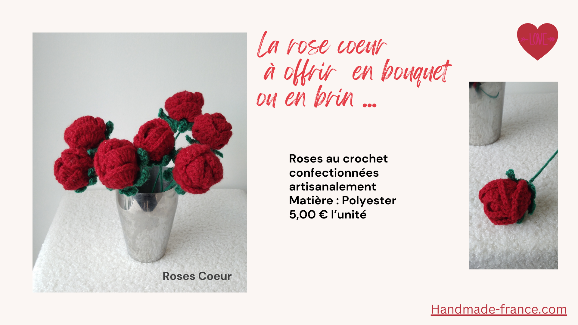 COLLECTION DE FLEURS AU CROCHET VENDUES A L'UNITE – Image 2
